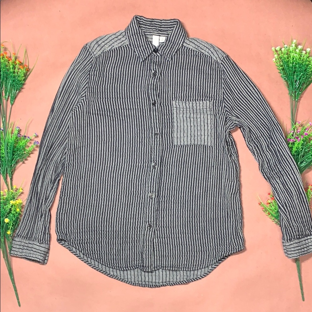 BP Black and Grey Striped Casual Shirt